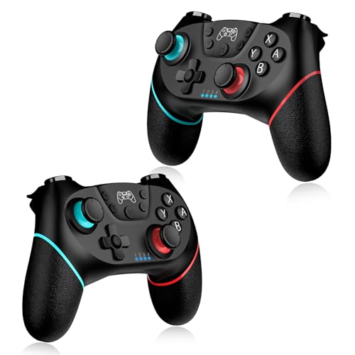 VidPPluing 2 Pack Switch Controllers, Wireless Switch Pro Controller for Switch 2/Switch/Lite/OLED, Game Controller with Motion Sensor/Vibration/Turbo/Wakeup/Charging Cable - color: Black