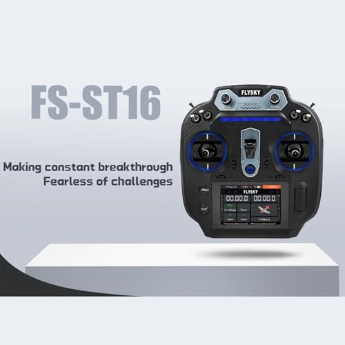 GoolRC Flysky FS-ST16 2.4GHz 16CH Radio Transmitter with FS-SR8 Receiver, 3.5 Inch IPS Screen Dual Antenna Remote Controller with Receiver for RC Car Boat Airplane (Left Hand Throttle)