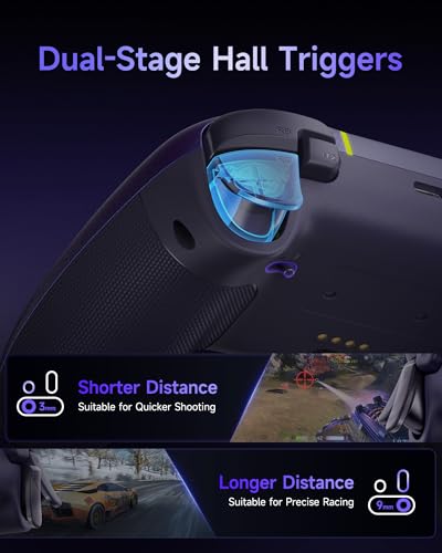 EasySMX X05Pro Wireless Controller for PC – Ergonomic Skin-Like Grip, Quiet-Touch Low-Noise Buttons, Dual-Mode Impulse Triggers, Hall Joysticks, 2 Programmable Buttons, RGB, 1000mAh Battery – PC/Switch/Android/iOS