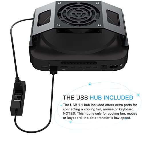 Mac mini Cooling Fan Mount, IFCASE Behind Monitor, Under Desk, Wall Mount Cooling Fan Stand for Mac mini 2010 to 2023 M2 Compatible VESA Holder with Anti-Scratch Pad (Black) - color: Black