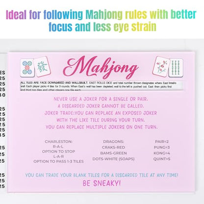 Mahjong Line Finder, 4 Pack Bright Mahjong Rules Helper Reader Beginner-Friendly Accessories - Blue/Purle/Pink/Yellow - color: Blue/Purle/Pink/Yellow