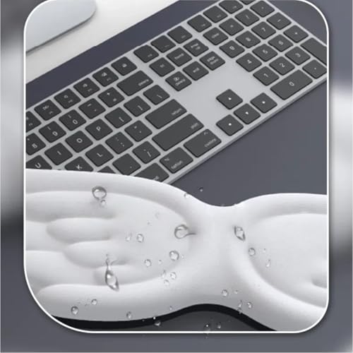Angel Wing Wrist Rest Ergonomic Memory Foam Wrist Rest for Computer Keyboard Mouse Set with Cup Mat, Cute Gaming Keyboard Cushion Hand Support PU Leather Surface Anti-Slip Waterproof（White） - color: White