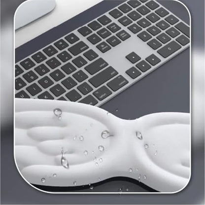 Angel Wing Wrist Rest Ergonomic Memory Foam Wrist Rest for Computer Keyboard Mouse Set with Cup Mat, Cute Gaming Keyboard Cushion Hand Support PU Leather Surface Anti-Slip Waterproof（White） - color: White