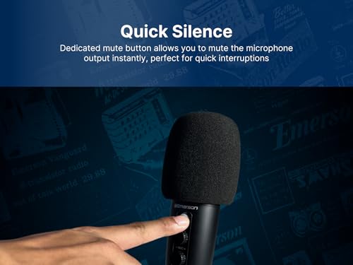 Emerson EAM-9052 USB Gaming & Streaming Condenser Microphone with LED Lighting and Pop Filter