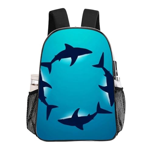 Stadium Approved Clear PVC Backpack Reinforced Straps | Heavy Duty, Large, Floating Shark Ocean Sharks, Stadium Approved Backpack, with Side Mesh Pockets - color: Pattern (330)
