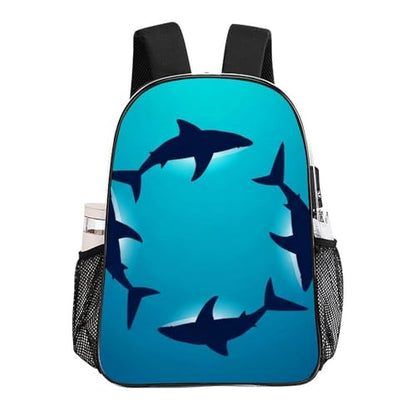 Stadium Approved Clear PVC Backpack Reinforced Straps | Heavy Duty, Large, Floating Shark Ocean Sharks, Stadium Approved Backpack, with Side Mesh Pockets - color: Pattern (330)
