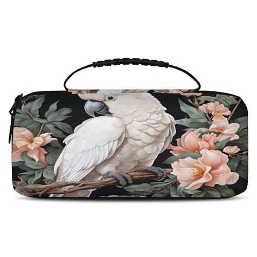 Adornori Flower Bird Carry Case Compatible with Nintendo Switch 2, with 20 Games Cartridges, White Birds Portable Travel Carrying Case Pouch for Accessories & Games - color: Multicolor 18