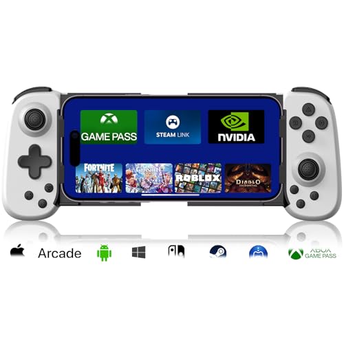 arVin Mobile Game Controller for iPhone/iPad/Android/Samsung/Tablet/PC/Switch/PS3/PS4, Wireless Gamepad Joystick with Turbo/6-axis Gyro/Vibration, Play Xbox Cloud Gaming/PS Remote Play/Steam Link - color: White, size: Standard Version(D6)