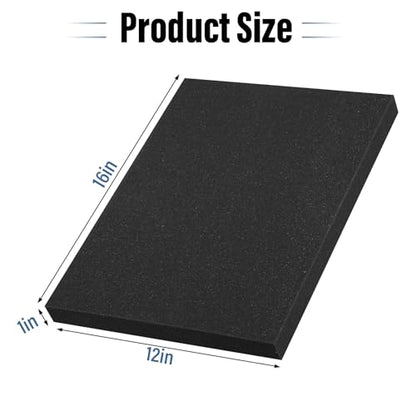 4pcs High Density Packing Foam Sheets, Black Polyurethane Foam Padding, Cushioning Foam Inserts for Cases, Shipping, Storage Drawer - 16" X 12" X 1" - size: 1" Thick