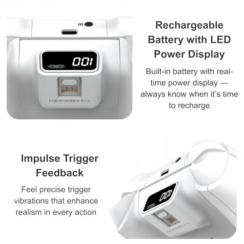 ECUBit Wireless Gaming Controller Compatible with Xbox Series X and Series S, Xbox One and Windows PC, Bluetooth Controller with 1400mAh Rechargeable Battery and LED Power Display, Dual Vibration, USB C Charging, 3.5mm Headset Jack, White