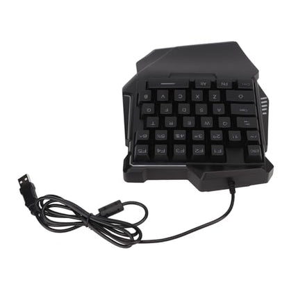 One Handed Gaming Keyboard, 35 Keys RGB Backlit Ergonomic Keyboard with Wrist Rest, Silent USB Wired Mini Gaming Keypad for PC