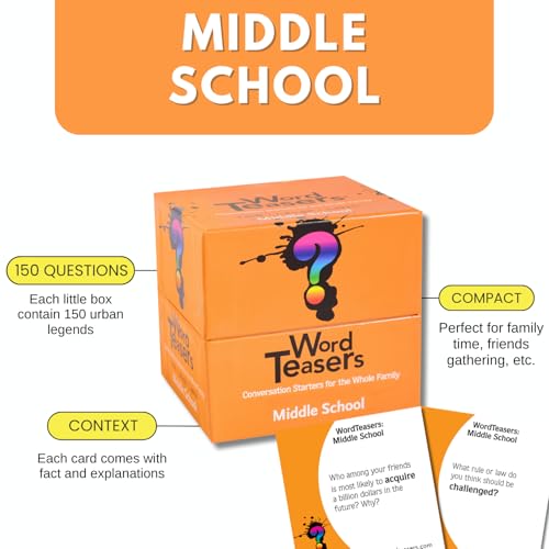 Middle School - Vocabulary Game for Kids 10-13 - Fun Family Conversation Starters - Reading Games for Middle School - 150 Vocabulary Flash Cards/Conversation Cards - style: Middle School