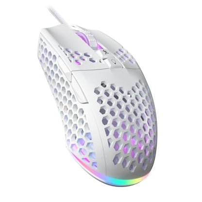 SOLAKAKA SM900 Gaming Mouse Wired with RGB,Adjustable 12800 DPI Wired Gaming Mouse with Side Buttons,Computer Mouse for Laptop/PC,White - color: white
