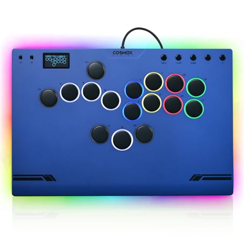 Sehawei Haute42 M ultra Gen2 Blue Arcade Stick,Aluminum All-Button Controller with Cable Security Clasp &Button LED Rings,Arcade Fighting Stick for PC/Ps3/Ps4/Switch/Steam-Supports Hot Swap & SOCD - color: M Ultra Gen2 Blue