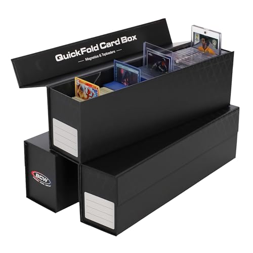 BCW QuickFold® Card Storage Boxes for Magnetics & Toploaders – 3 Pack | Trading Card Holder Box with Magnetic Closure | Easy Fold Assembly for Sports and TCG Cards - size: 3 Pack