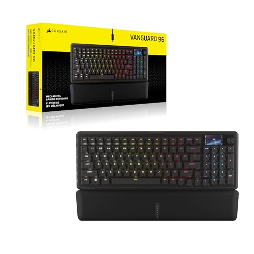 Corsair Vanguard 96 Wired Mechanical Gaming Keyboard – 96% Layout, MLX Plasma Linear Switches, 8000Hz Polling, LCD Display, Virtual Stream Deck, G-Keys, SOCD Flashtap, QWERTY US – Black - style: Linear Plasma Switches