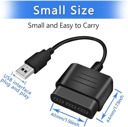 PS2 Controller to USB Controller Adapter, Converter Cable Compatible with PS1 PS2 Dual Shock 2 Joypad Gamepad to PS3 PC Game