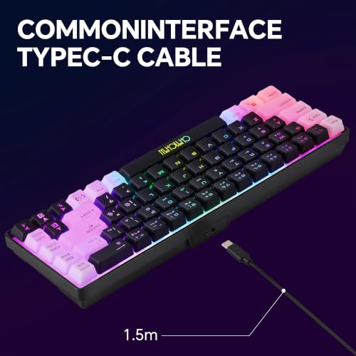 CHONCHOW 60% Gaming Keyboard and Mouse Combo, 68 Keys Wired LED RGB Backlit | Gaming Keyboard and RGB Backlit Mouse, Small Light up Keyboard for PC Xbox PS4 (Black-White) ﻿ - color: Black-White