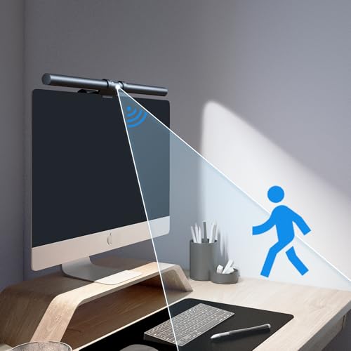 Monitor Light Bar with Motion Sensor, USB LED Desk Lamp,Home Office Gaming | No Glare Eye-Care LED Screen Bar,Touch Control USB Reading Desk Lamp for Flat & Curved Monitor - style: Touch+Sensor