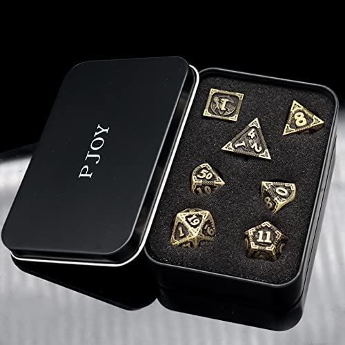 PJOY D&D Dice Set Dragon Metal DND Dice Set Antique Bronze with Case for RPG Role Playing Games Compatible with Dungeons and Dragons Gift TTRPG - color: Antique Bronze