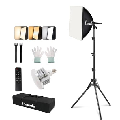 16"x16" Softbox Lighting Kit, 95W 3000K-7500K Dimmable LED Studio Light with Remote Control, Adjustable Stand & Carry Bag for YouTube Video, Streaming, Zoom Calls - size: 1-Pack