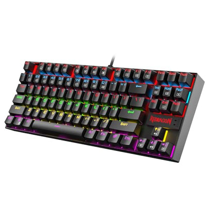 Redragon K552 Mechanical Gaming Keyboard, 87-Key Compact, LED Gaming Keyboard with Red Switches, Anti-Ghosting, Metal Frame for PC Gaming & Typing, Beginner-Friendly (Black) - color: Black