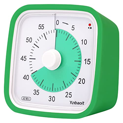 Visual Timer, Silent 60-min Countdown Timer for Kids, Green Green | Protective Case, Time Management Tool, Mute and Ringing Alarm Available, Low Power Reminder, for Study,Game,Work,Fitness etc - color: Dark Green