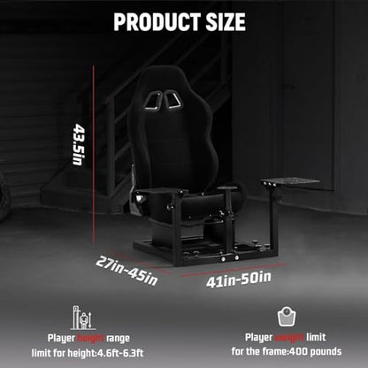 Dardoo Flight Game Cockpit With Blackseat Racing Simulator Mount, Compatible With Thrustmaster T150 HOTAS WARTHOG, Not Included Throttle,Joystick,Pedals