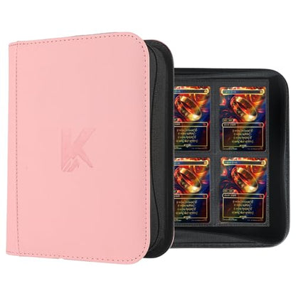 336 Card Binder, 4-Pocket Zipper Binder for Trading Cards, Side Loading Water-Resistant Album for MTG, TCG & Sports Cards (Pink) - color: Card Binder 4 Pocket Pink