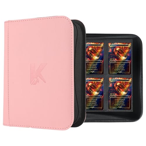 336 Card Binder, 4-Pocket Zipper Binder for Trading Cards, Side Loading Water-Resistant Album for MTG, TCG & Sports Cards (Pink) - color: Card Binder 4 Pocket Pink