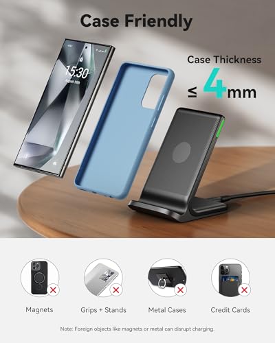 INIU Wireless Charger, 15W Fast Wireless Charging Station with Sleep-Friendly Adaptive Light Compatible with iPhone 17 16 15 14 13 12 Pro Max Samsung Galaxy S25 S24 S23 Note 20 Google etc - color: Black