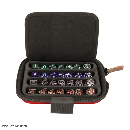 ENHANCE Designer Edition Dice Tray - Stylish Dice Case and Dice Holder for 28+ Dice with EVA Shell Protection - Dice Rolling Tray with Removable Dice Holder for DnD, Other RPG Games (Red) - color: Red