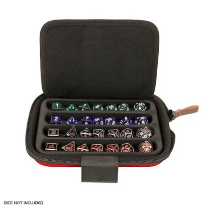 ENHANCE Designer Edition Dice Tray - Stylish Dice Case and Dice Holder for 28+ Dice with EVA Shell Protection - Dice Rolling Tray with Removable Dice Holder for DnD, Other RPG Games (Red) - color: Red