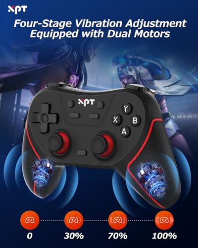 XPT PC Gaming Controller with Bluetooth/2.4G Wireless, Bluetooth Gamepad Game Controller for PC Windows/ Switch2/Switch1/PS4/PS3,Macro Programmable, Adjustable Turbo & Dual Vibration (black) - color: black
