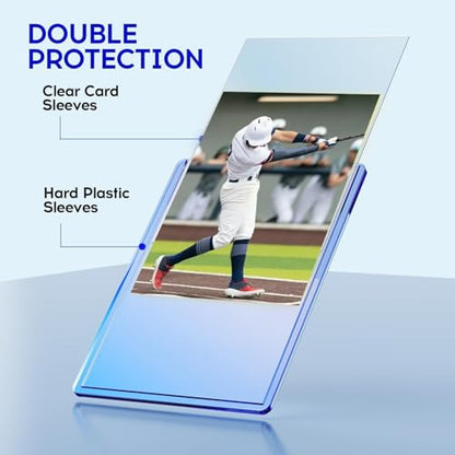 400 Card Sleeves Hard Plastic, Baseball Top Card Holder, Trading Cards Cases Protectors for Sports Football PKM TCG MTG Game Cards (200 Hard Sleeve + 200 Soft Sleeve) - size: 200 Hard Sleeves + 200 Soft Sleeves