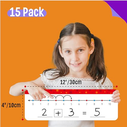 15 PCS Number Line Dry Erase Boards, Double Sided Writable and Erasable Board-0-10 on One Side & 0-20 on Other Side Math White Board for Kids, Students, Classroom and Home (12” x 4”) - color: Stars, size: 0-10/0-20 -15 Packs