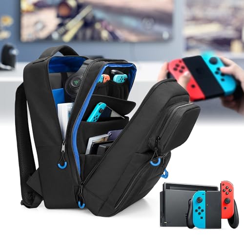 PGmoon Travel Storage Backpack Compatible with Nintendo Switch/Switch 2 | Protective Carrying Case with Various Pockets For Dock, Controllers & More Accessories (Patent Design)