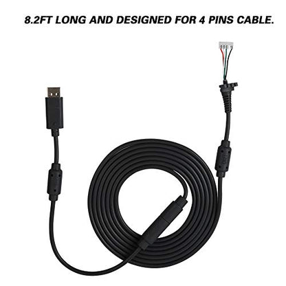 8.2FT USB 5Pin Gamepad Cable Replacement Wire with Breakaway Adapter for 360, Replacement Cable for 360 Controller USB Cable for 360 (Black) - color: Black