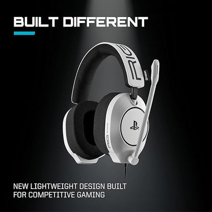 RIG R5 Spear PRO HS Wired Gaming Headset Officially Licensed PlayStation | PS5, PS4, PC - 40mm Graphene Drivers, Tempest 3D Audio, Flip-to-Mute Mic, Memory Foam Cushions - Universal 3.5mm -White - color: White