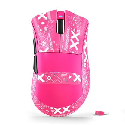 ATTACK SHARK V3 Ultra-Light Wireless Gaming Mouse,PAW3311 Sensor, 500mAh, 62g, 25KDPI 2.4G/BT/USB-C Rechargeable Wireless Mouse with 5 Programmable Buttons for Laptop,PC,Mac Gamer (Berry Red Griptape) - color: Berry Red Griptape