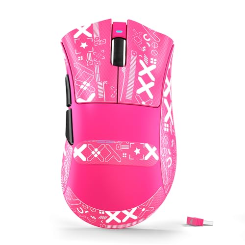 ATTACK SHARK V3 Ultra-Light Wireless Gaming Mouse,PAW3311 Sensor, 500mAh, 62g, 25KDPI 2.4G/BT/USB-C Rechargeable Wireless Mouse with 5 Programmable Buttons for Laptop,PC,Mac Gamer (Berry Red Griptape) - color: Berry Red Griptape