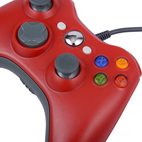 ONE250 USB Wired Game Pad Controller, Compatible with Xbox 360, Xbox 360 Slim, Windows PC - Replacement USB Wired Gamepad (Red) - color: Red