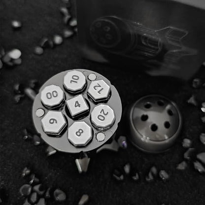 Roulette Dice Spinner for DND Dice Set, 7 Metallic Polyhedral D&D Dice with Gift Case for DND Game, RPG Role Playing Table Game Gifts (Black) - color: Black
