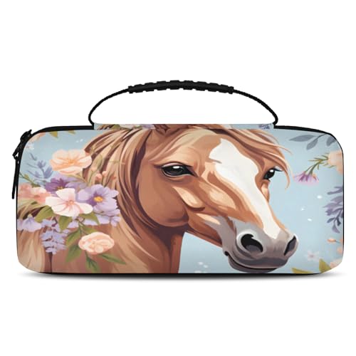 Adornori Horse Carry Case Compatible with Nintendo Switch 2, with 20 Games Cartridges, Flowers Horse Portable Travel Carrying Case Pouch for Accessories & Games - color: Multicolor 1