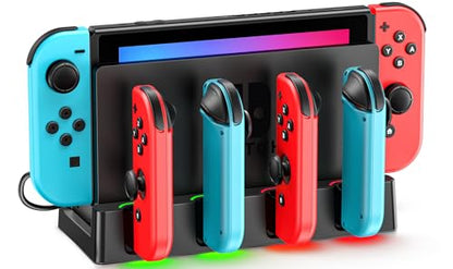 Switch Charging Dock for Joycons, Controller Charger Station for Nintendo Switch/OLED Model, 2 Hour Joycon Charger, Storage & Organization Charging Stand for TV Dock Station, for Mac Compatible Game - size: S-Black-Switch 1
