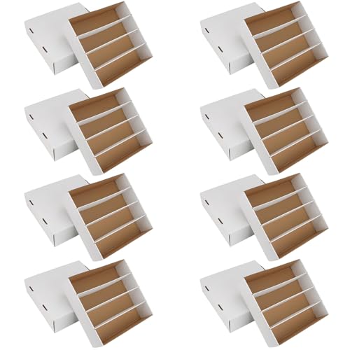 Trading Card Storage Box 3120 Count Collector Cards Box White Sports Card Storage Boxes Card Sorting Tray Cases Cards Collection Trading Cards Box for Soccer Basketball Cards (8 Set) - size: 8 Set-1