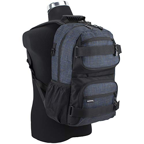 Eastsport Travel Skateboard Backpack Double Strap Laptop Bag Multi-Sport Design for Men and Women, Navy Gradient Ripstop - color: Navy/Gradient Ripstop Print