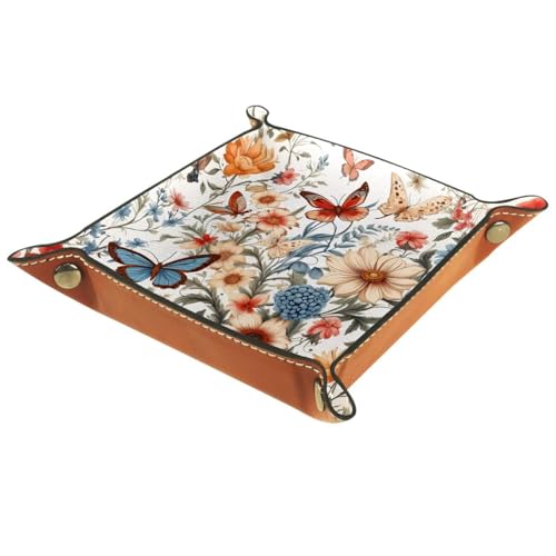 Floral Butterflies Vintage Dice Tray Dice Rolling Tray Folding Dice Holder for Dice Games, Like RPG, DND and Other Table Games - color: Multi 14