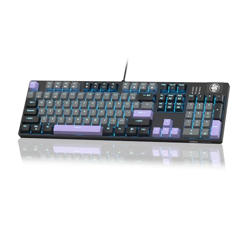 MageGee Mechanical Gaming Keyboard, Wired USB RGB Backlit Keyboard, 104-Key 100% Anti-Ghosting Mechanical Keyboard with Red Switches, Side-Printed Keycaps for Windows PC & Mac - color: Twilight Purple red switch