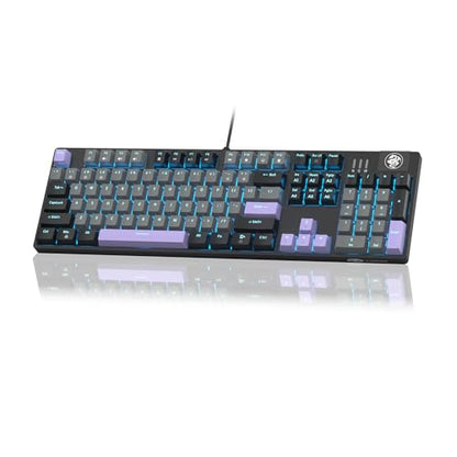 MageGee Mechanical Gaming Keyboard, Wired USB RGB Backlit Keyboard, 104-Key 100% Anti-Ghosting Mechanical Keyboard with Red Switches, Side-Printed Keycaps for Windows PC & Mac - color: Twilight Purple red switch